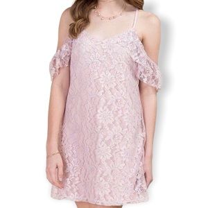 BLUE RAIN‎ Pink Lace Mini dress - S